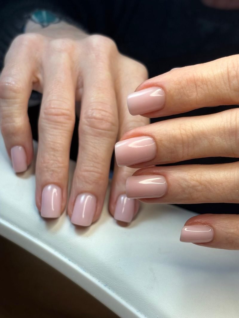 Nude BIAB builder gel nails at Queen Bee Nails Rockingham WA