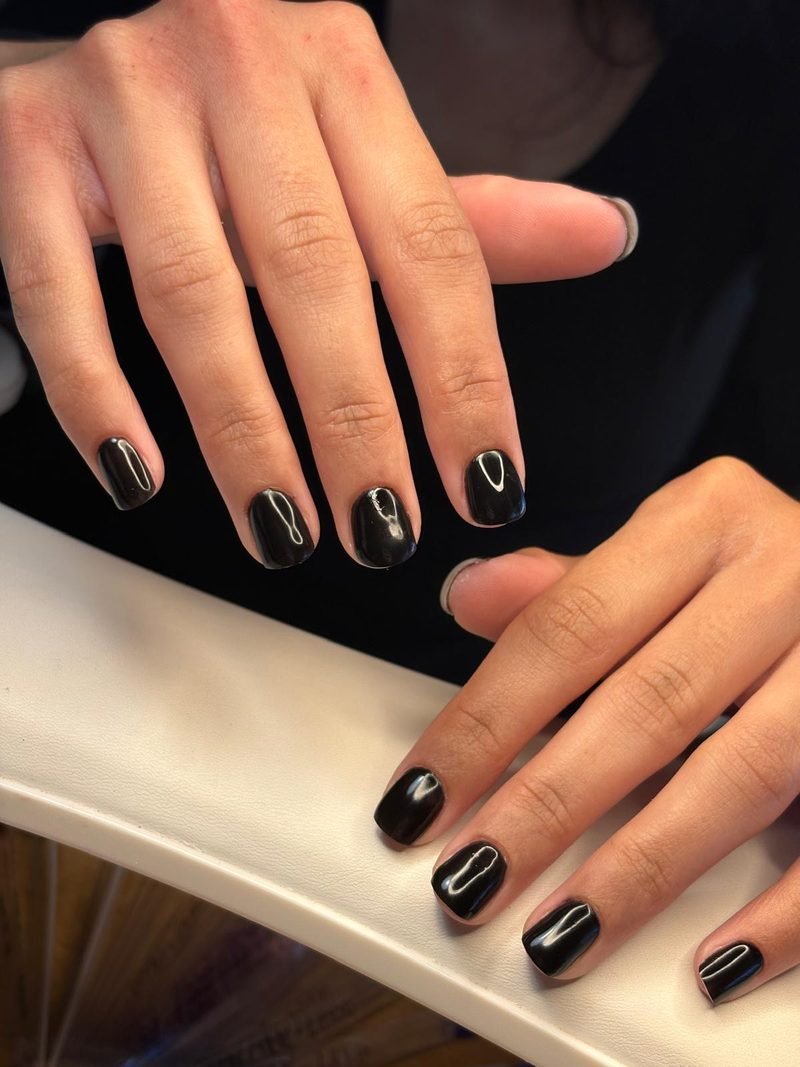 Black gel manicure at Queen Bee Nails Rockingham WA