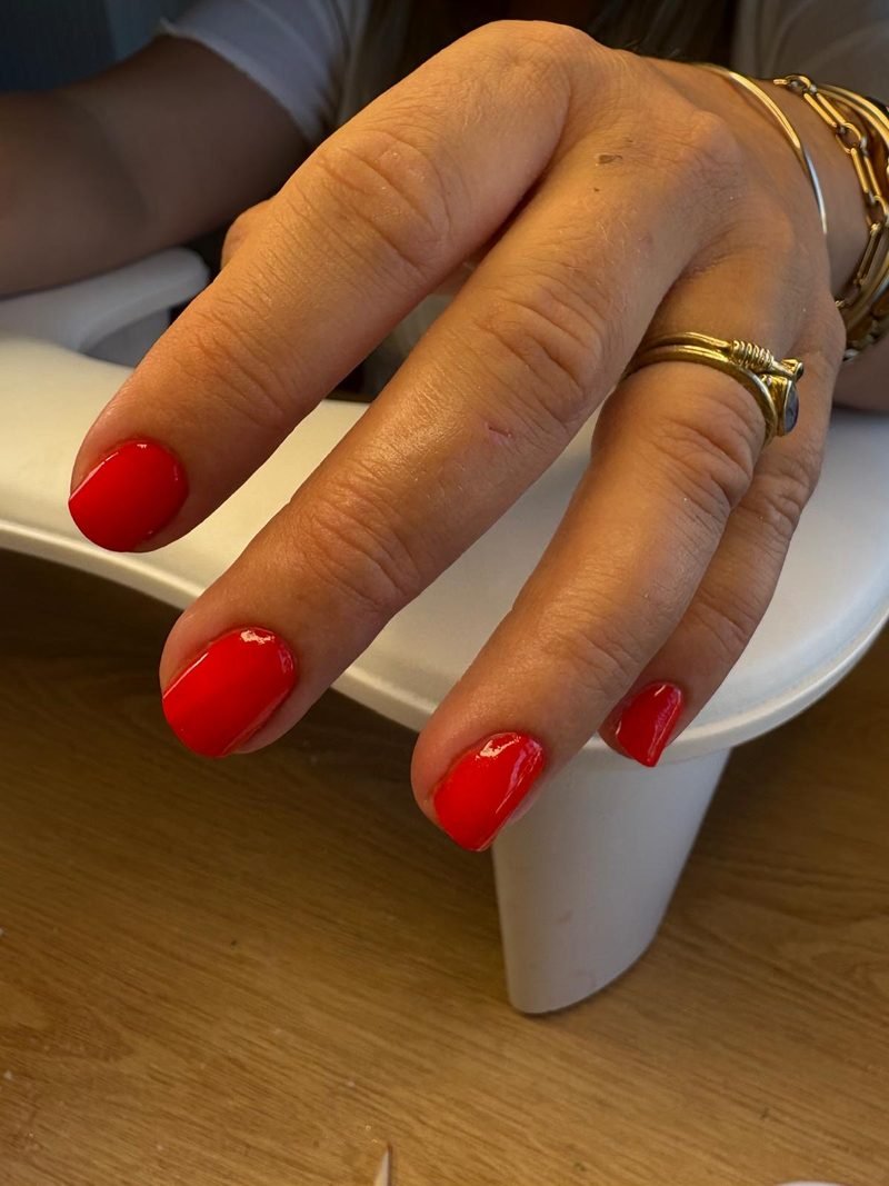 Classic red gel manicure at Queen Bee Nails Rockingham WA