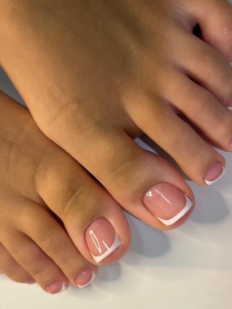 Classic French pedicure at Queen Bee Nails Rockingham WA